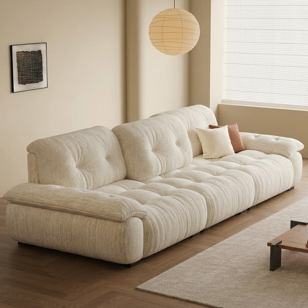 Off-white Chenille Deep-Seat Sofa lifestyle 3