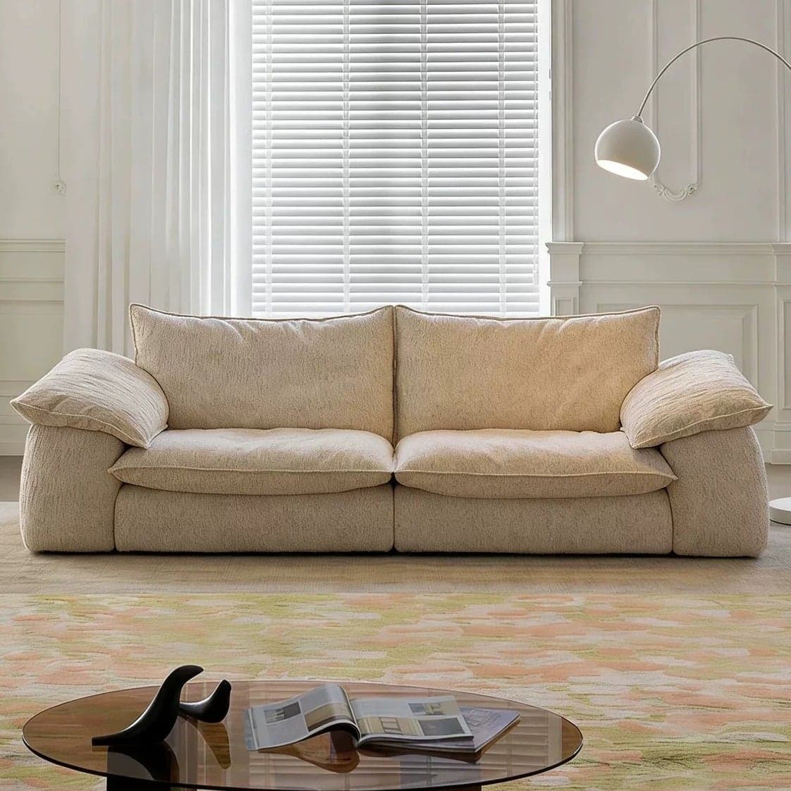 66.9" Organic Modern Fabric Sofa Deep Seat