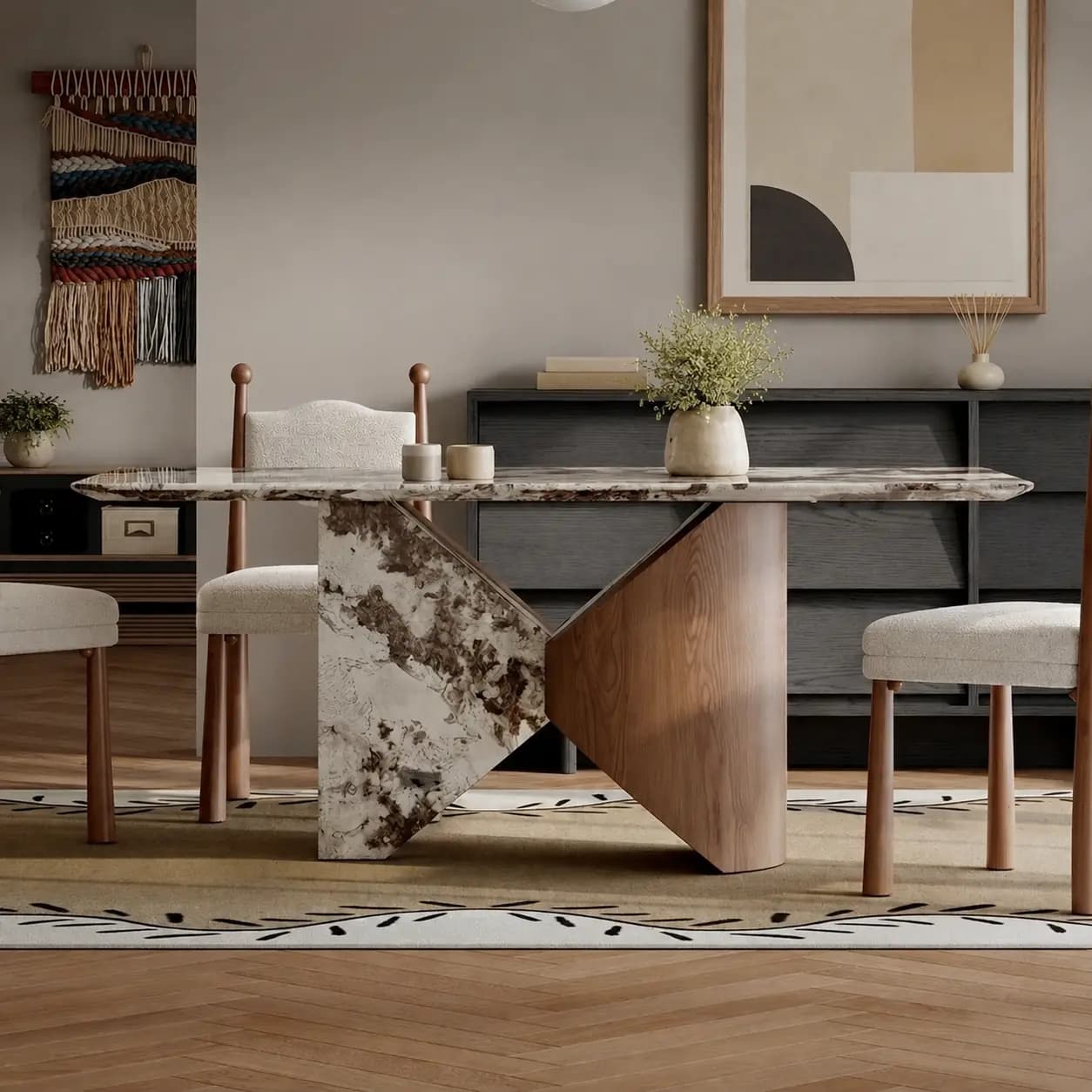 Marble Top Cantilever Dining Table lifestyle 3