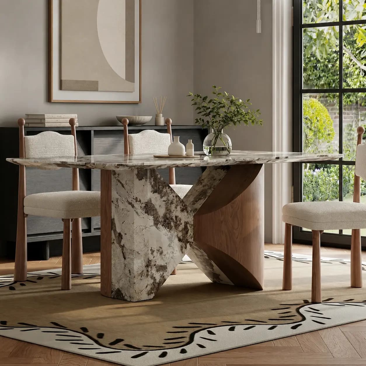 Marble Top Cantilever Dining Table lifestyle 2