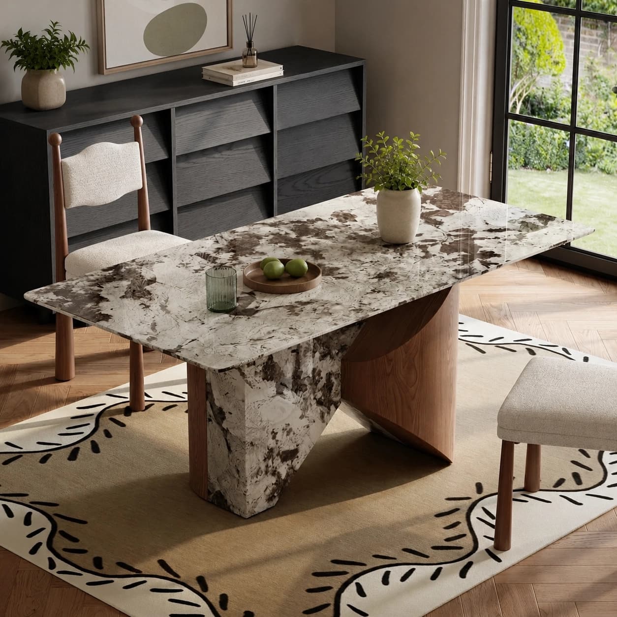 Marble Top Cantilever Dining Table lifestyle 1