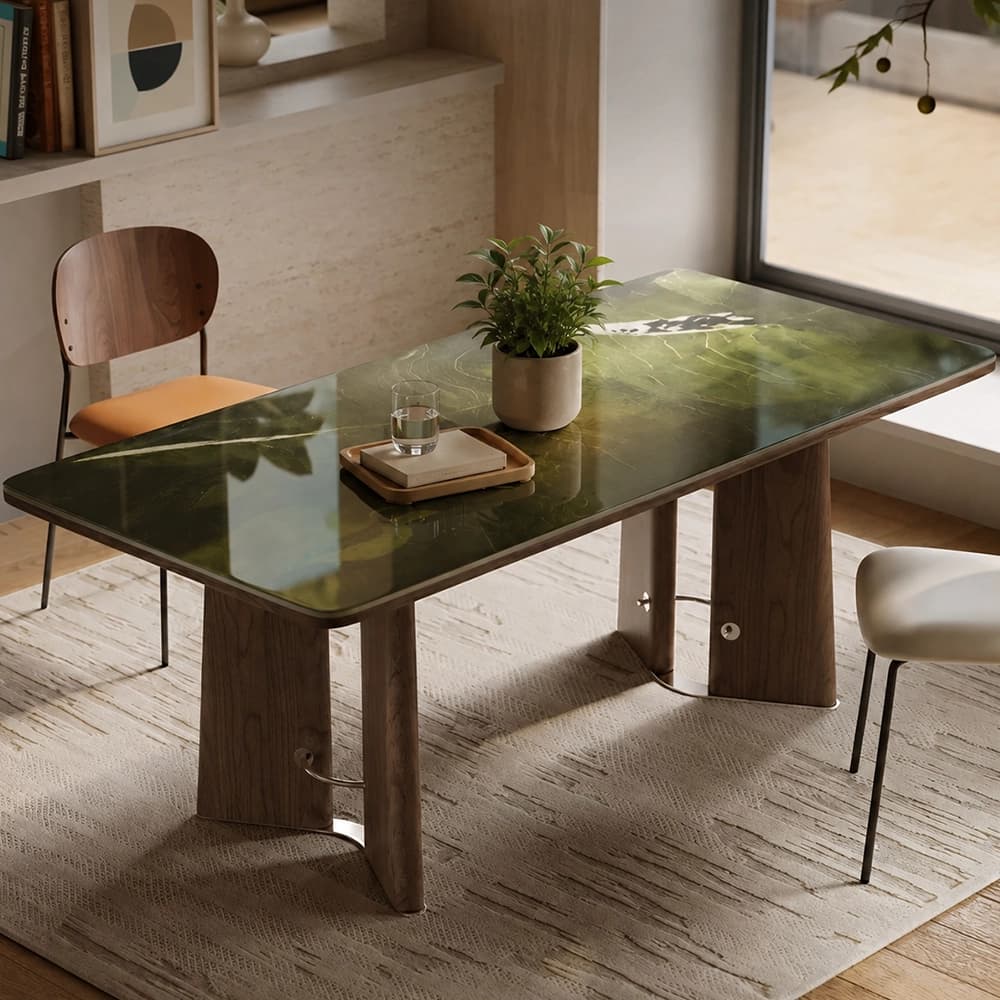 Avocado Green Marble Dining Table lifestyle 1
