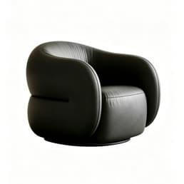 Minimalist Leather Lounge Chair with Solid Wood Frame lifestyle 1