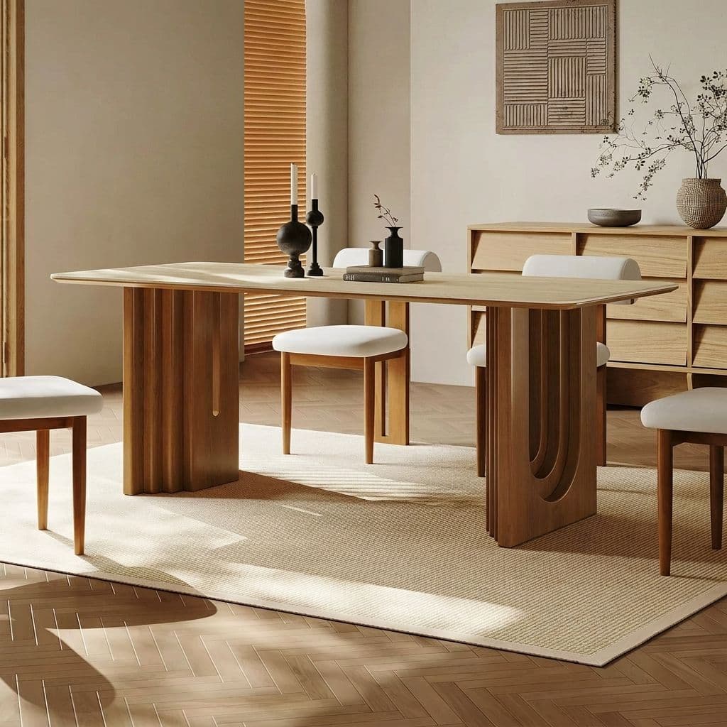 Wabi-Sabi Travertine Dining Table lifestyle 1