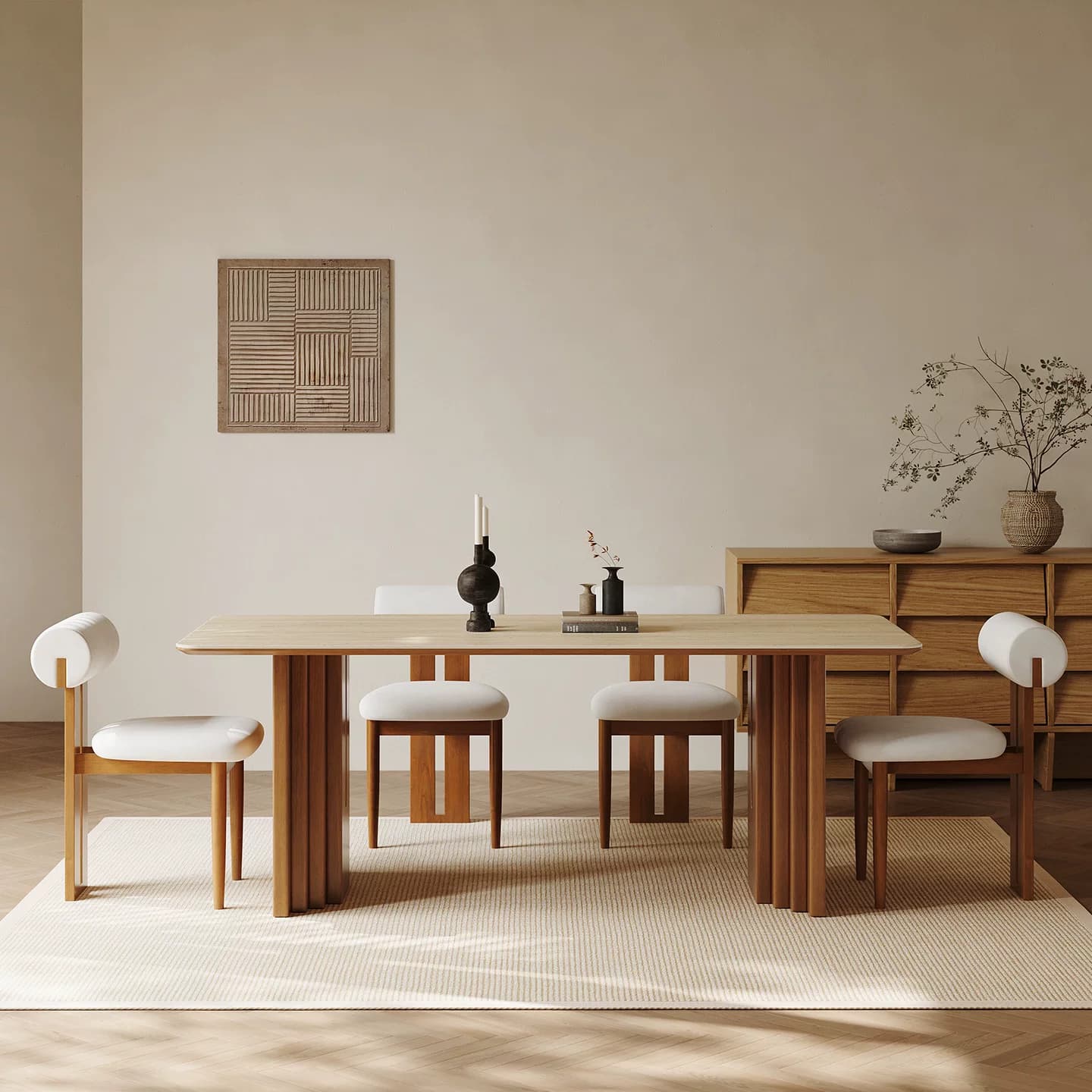 Wabi-Sabi Travertine Dining Table lifestyle 3