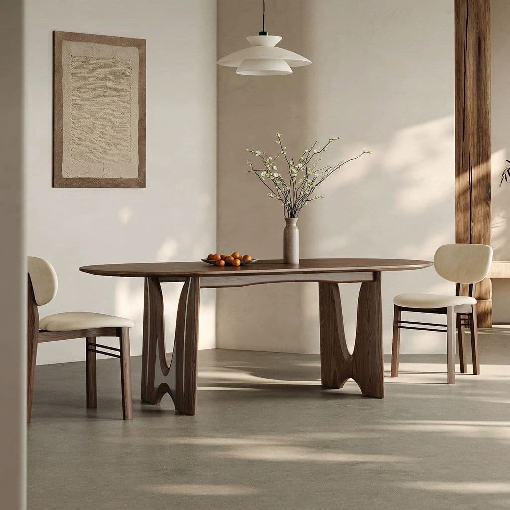 Irregular Wood Veneer Dining Table lifestyle 1