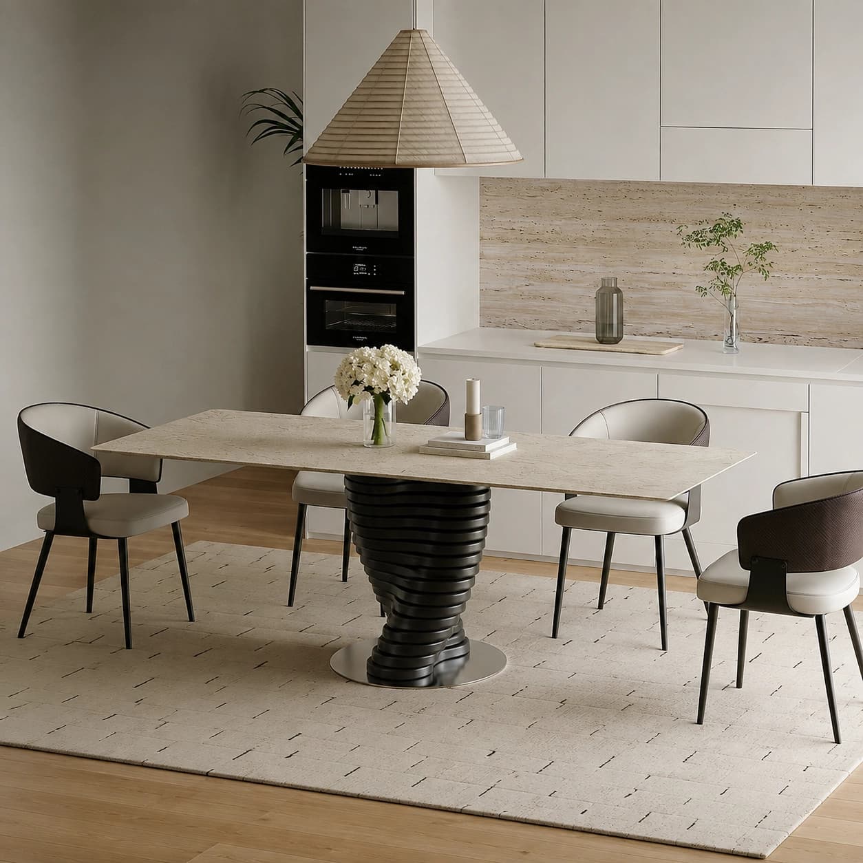 Marble Dining Set with Slim Base lifestyle 1