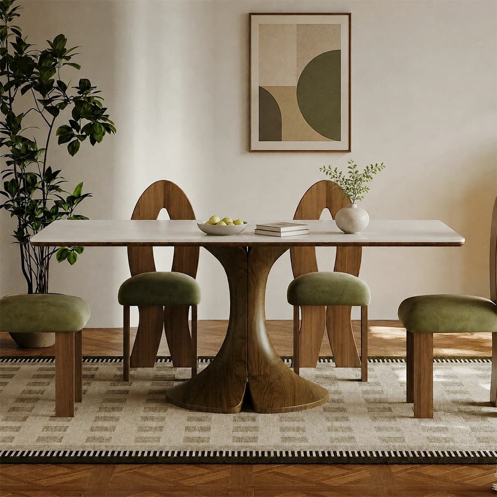 Minimalist Dining Table with Curved Base lifestyle 1