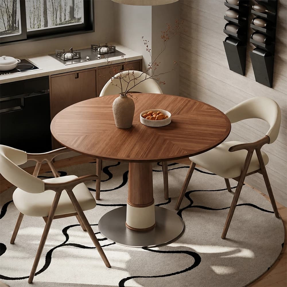 Walnut Dining Table with Pedestal Base lifestyle 1