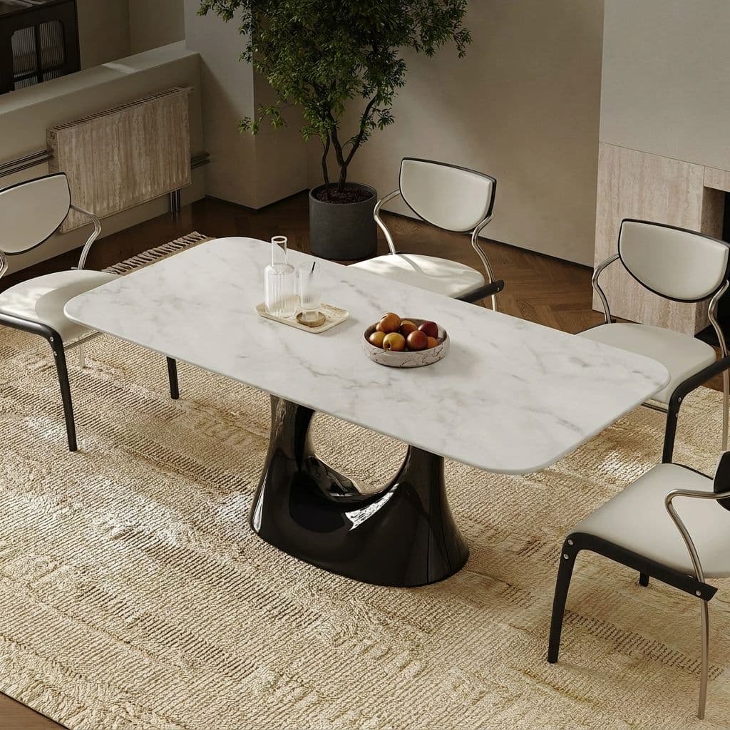 Sculptural Marble Top Dining Table lifestyle 1