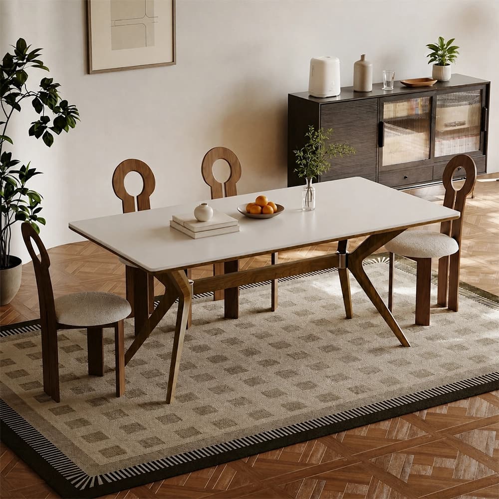 Mid-Century Ash Wood & Slate Dining Table lifestyle 3