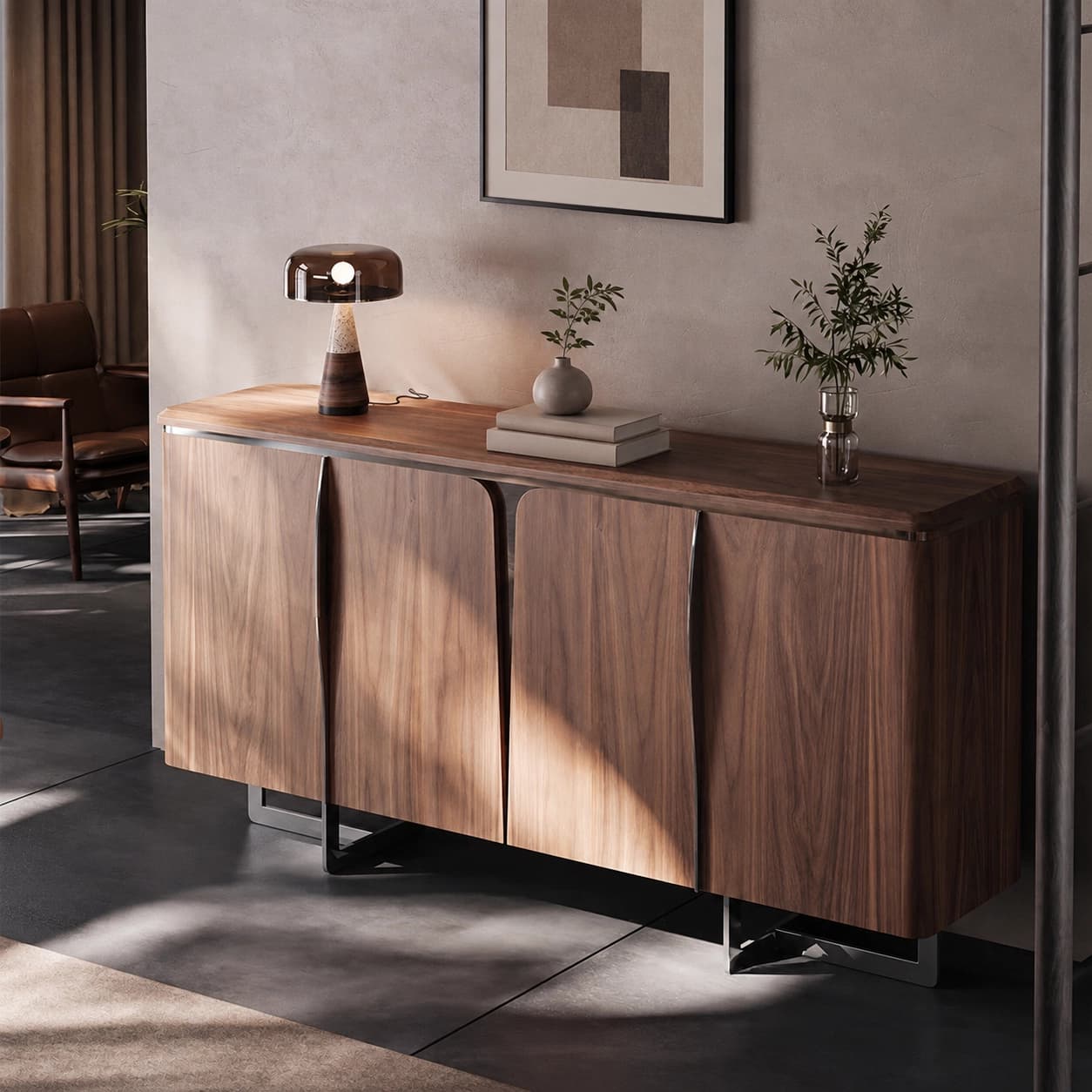 Black Walnut Minimalist Sideboard lifestyle 3