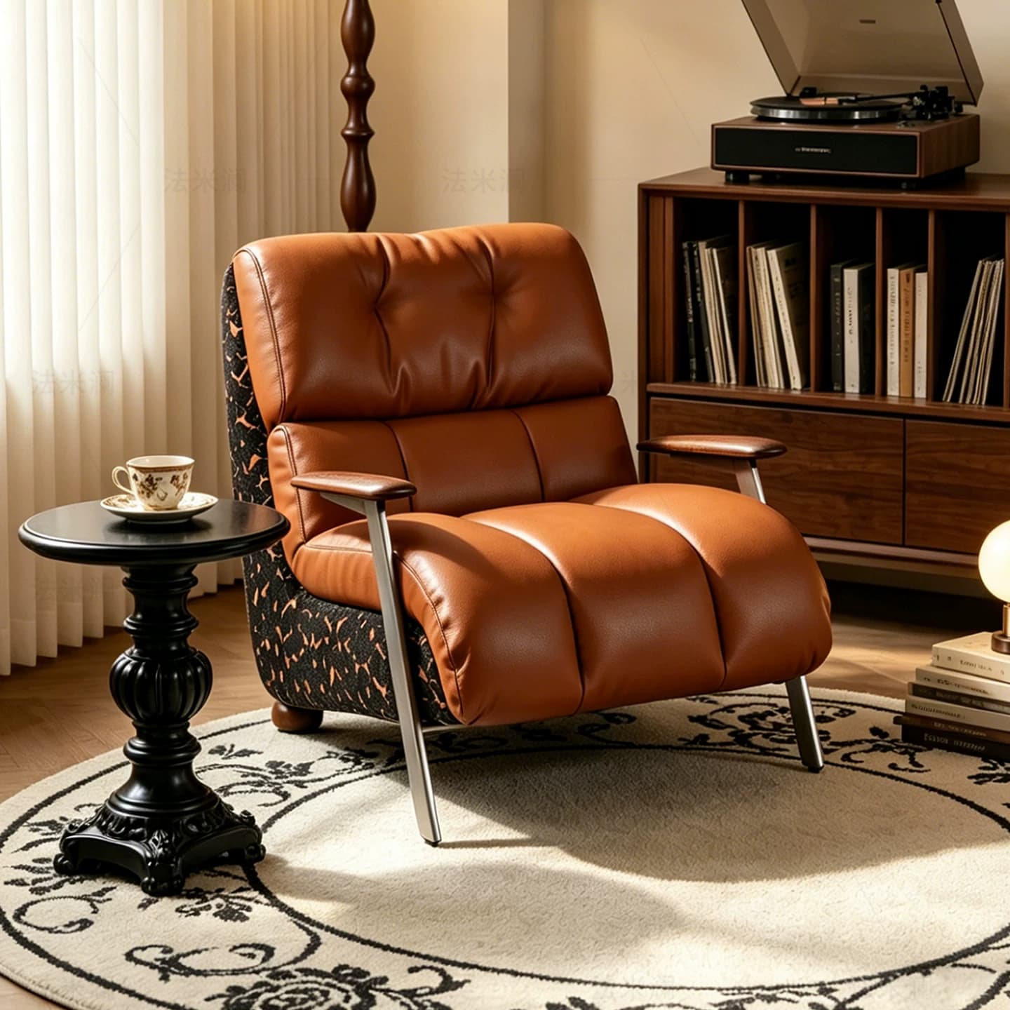33.5" Contemporary Leather&Fabric Reclining Sofa