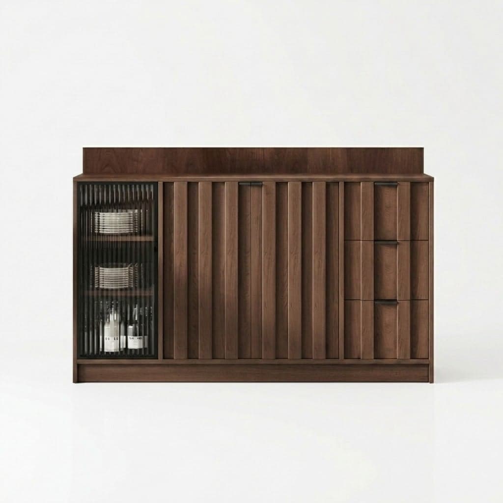 Solid Pine Sideboard with Reeded Glass lifestyle 1