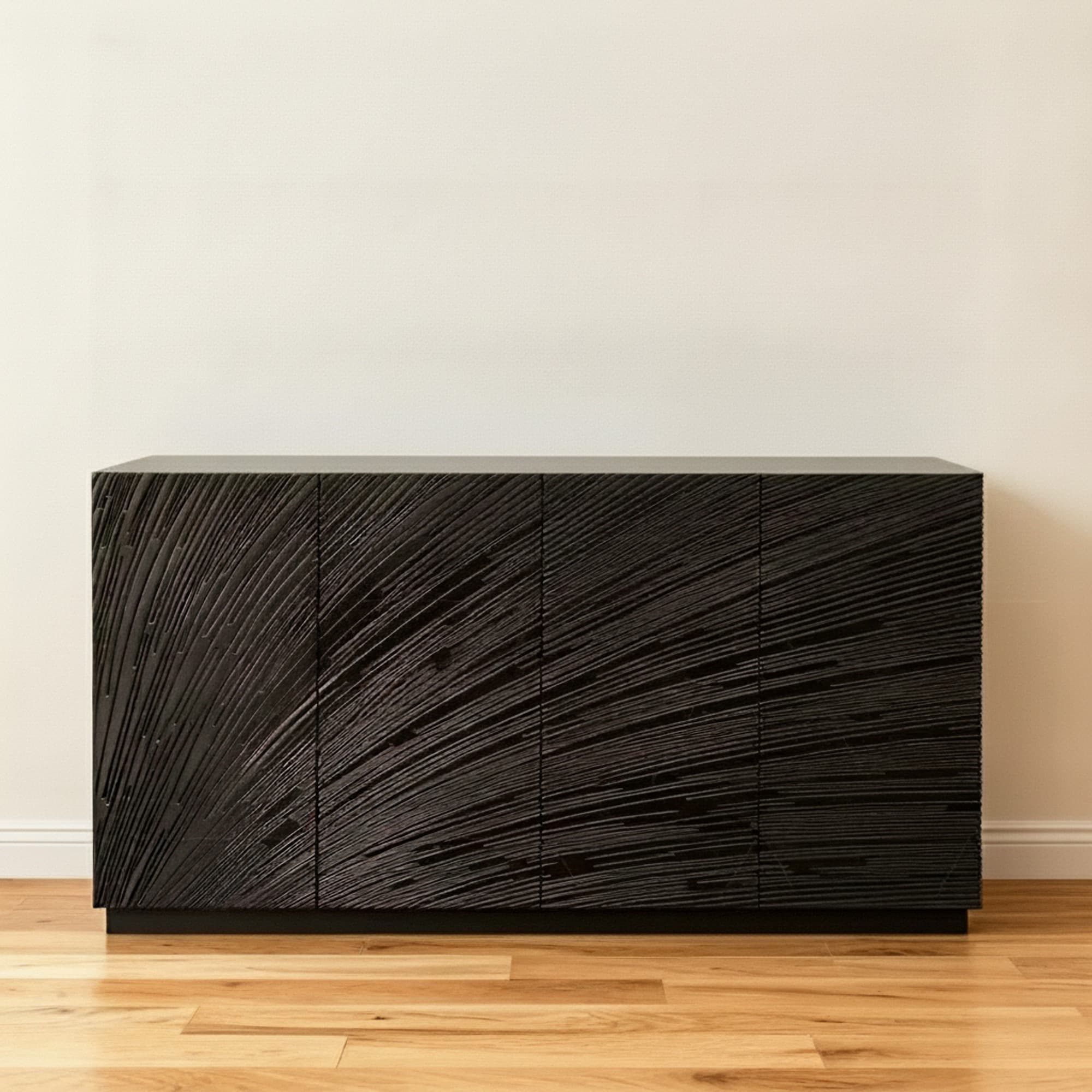 Artistic Carved Solid Walnut Sideboard lifestyle 1