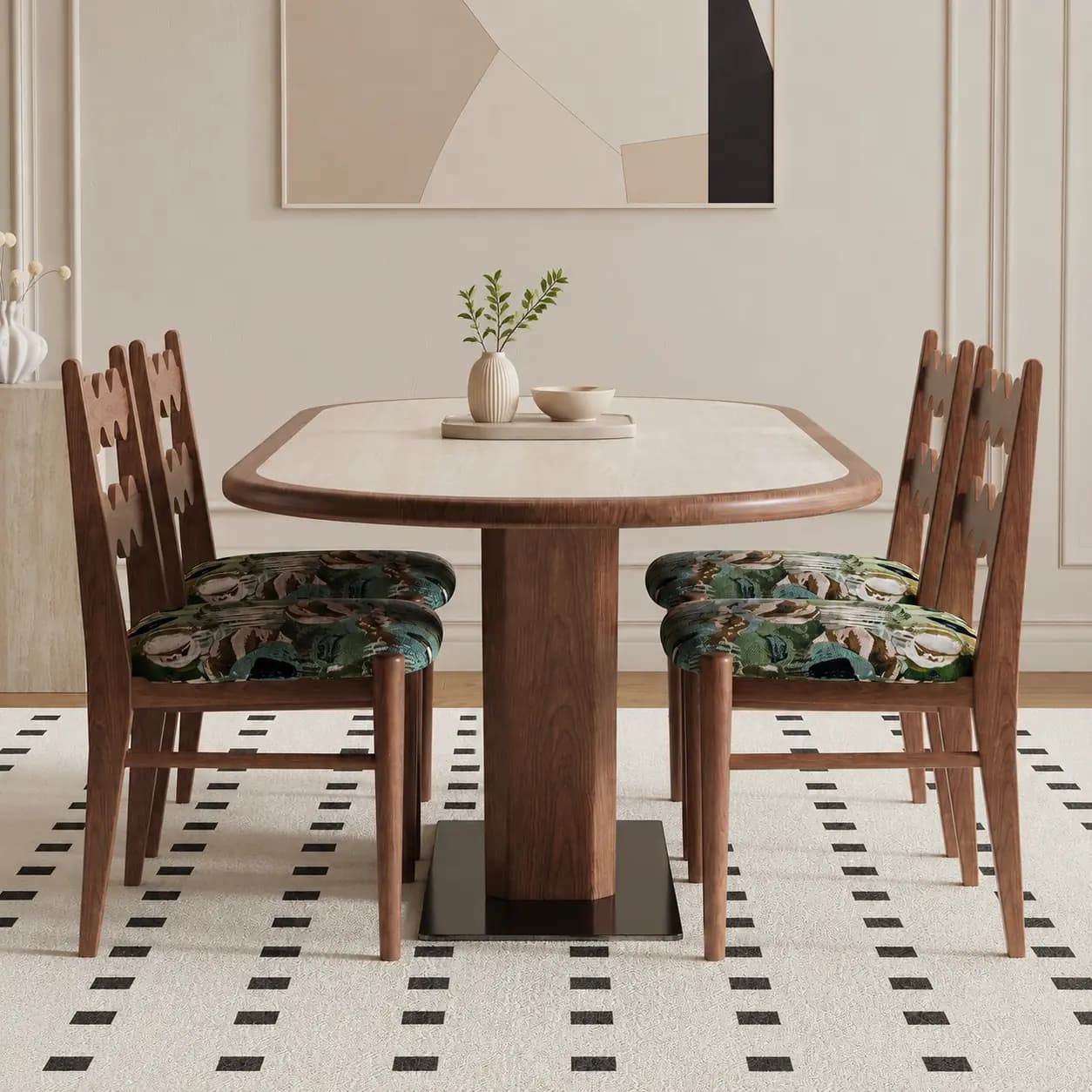 Creamy Modern Oval Dining Table lifestyle 3