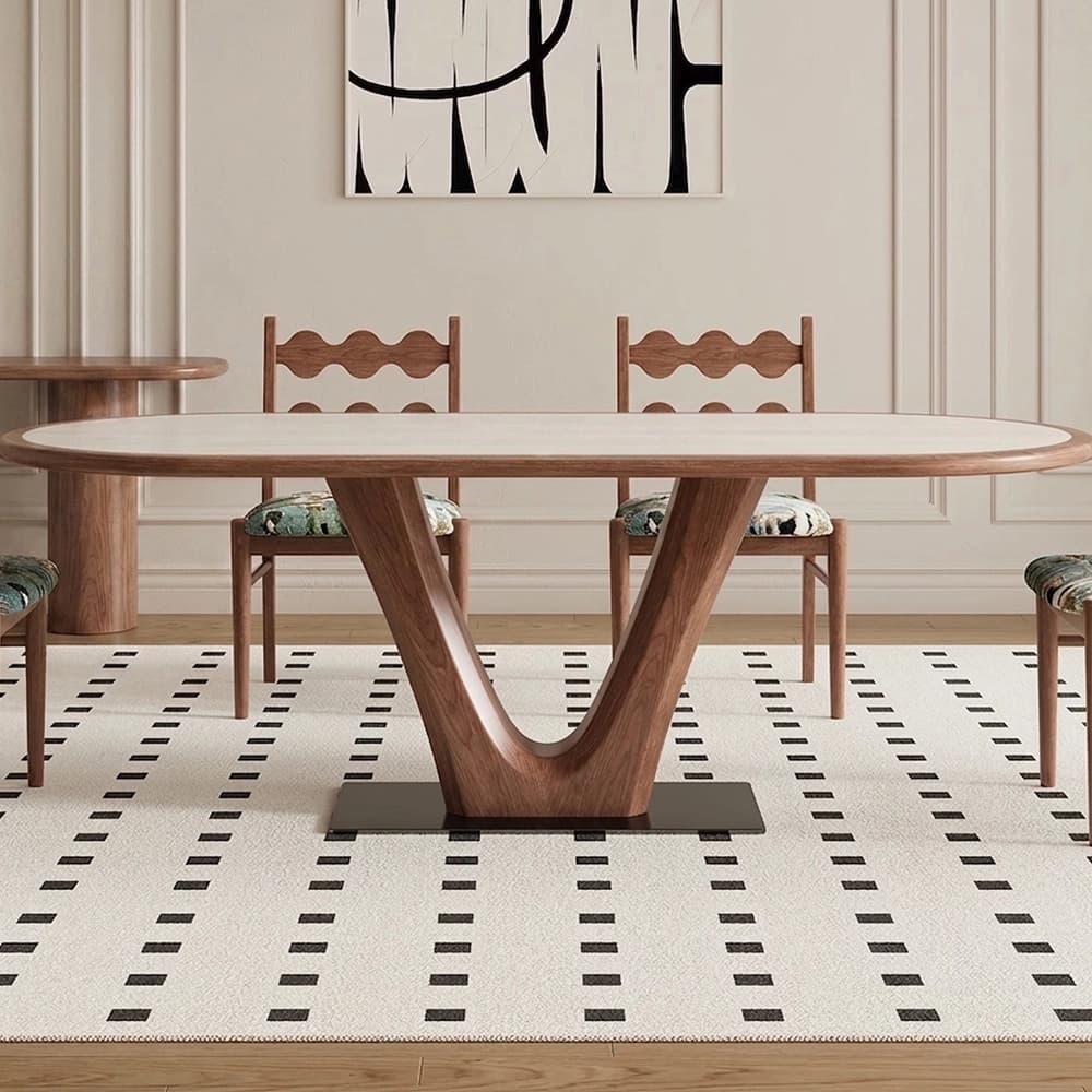 Creamy Modern Oval Dining Table lifestyle 1