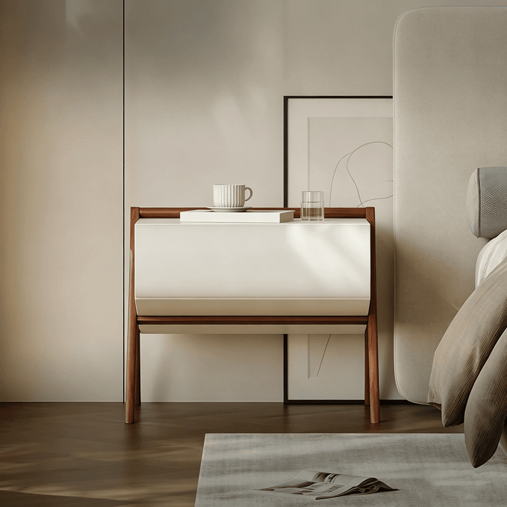 21.3" Japandi Engineered Wood Nightstand LED