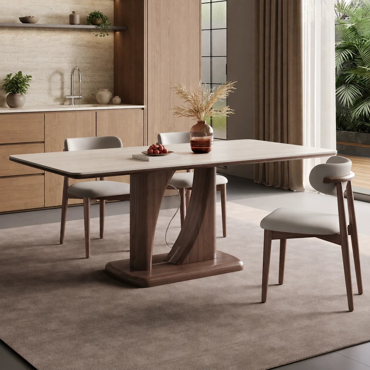 Walnut Sintered Stone Dining Table lifestyle 2