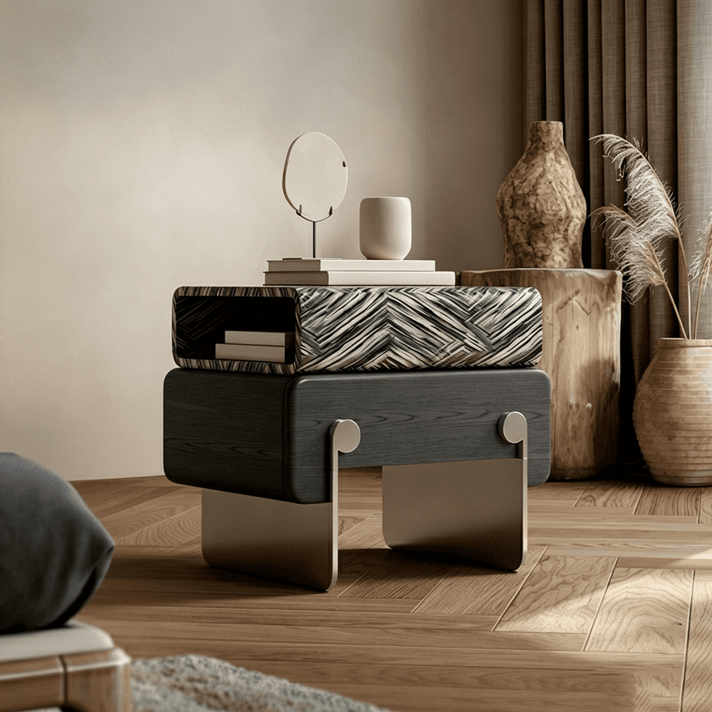 19.7" Contemporary Engineered Wood Nightstand Open Shelf