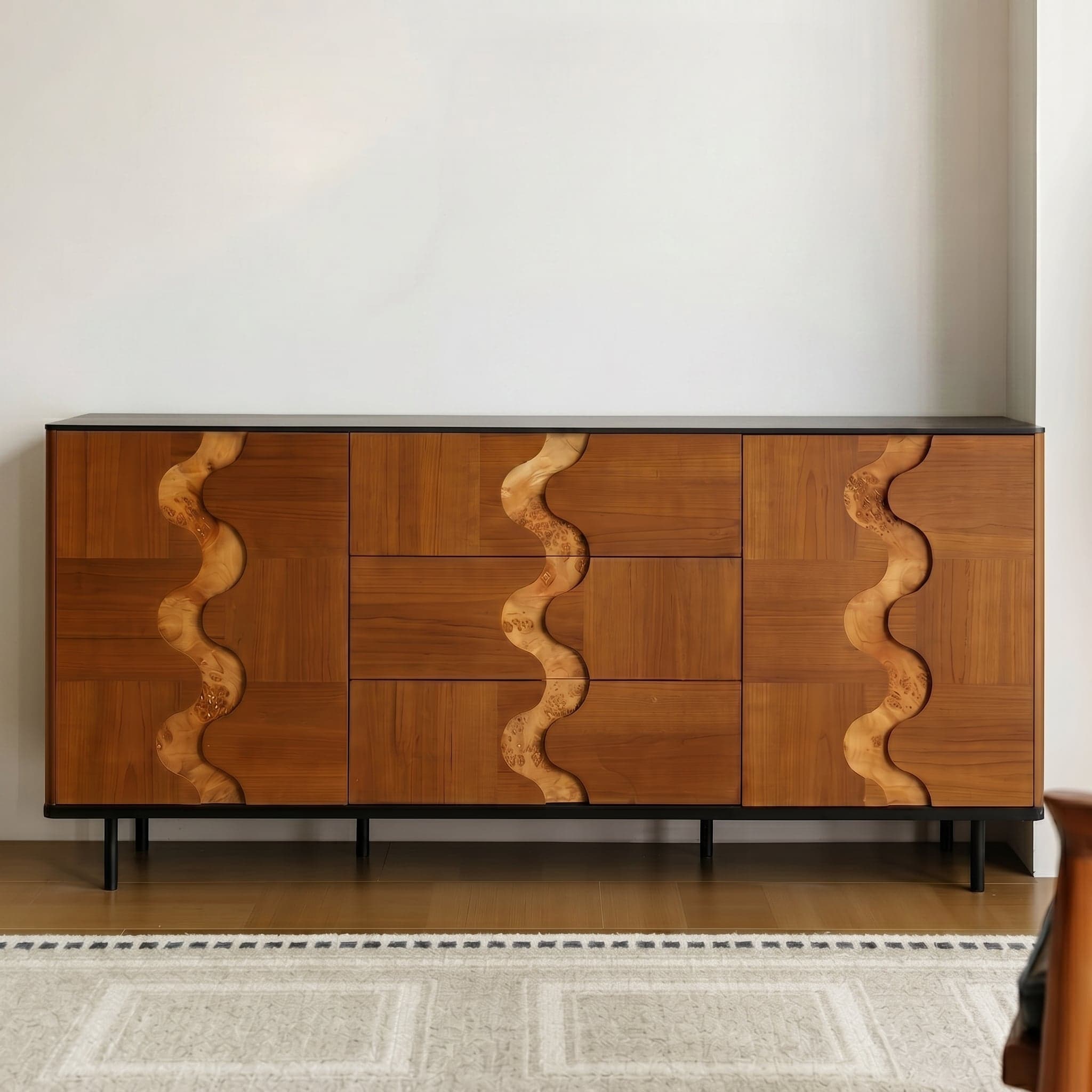 Wood Sideboard, Burl Veneer Accents lifestyle 1