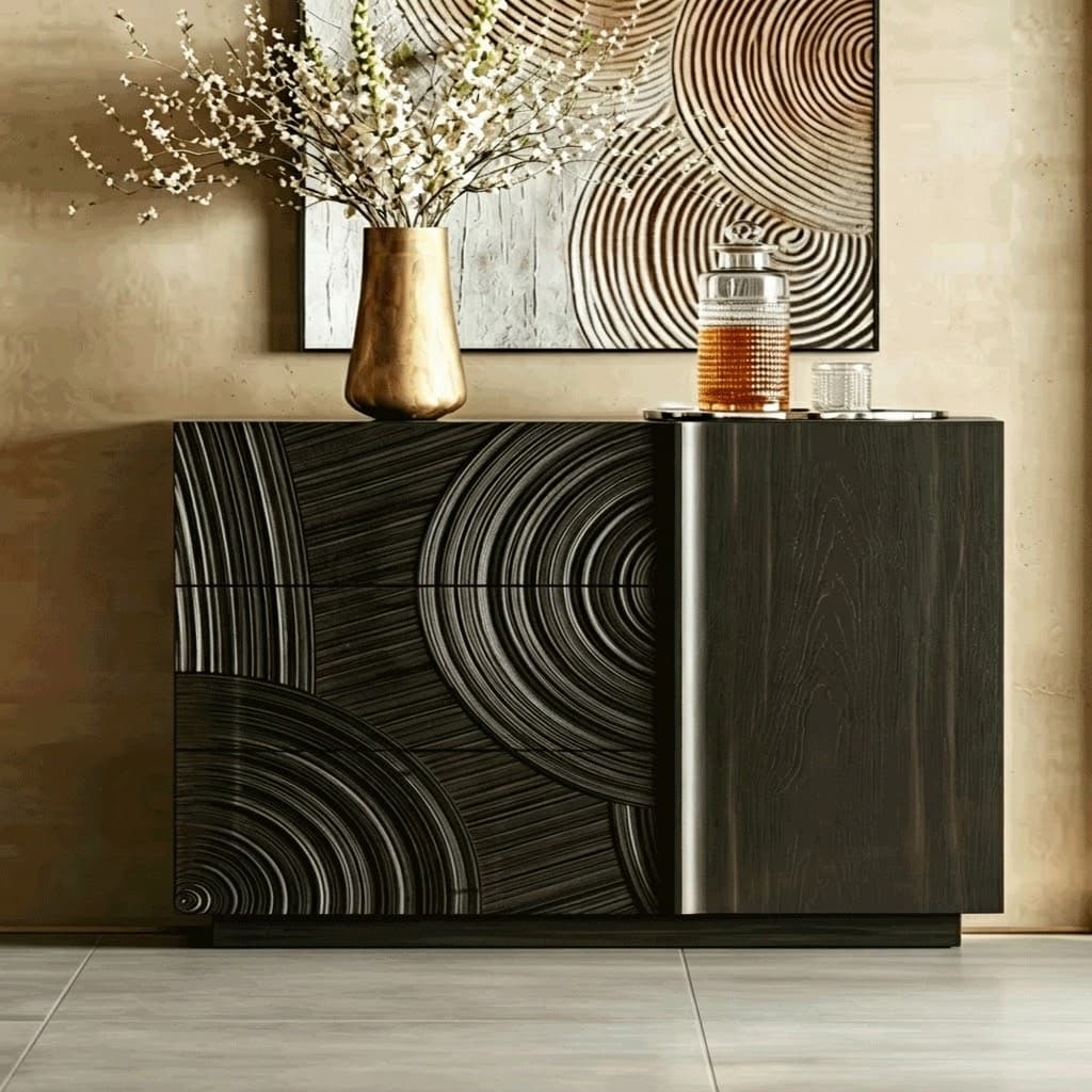 39.4" Contemporary Solid Wood Sideboard with Storage