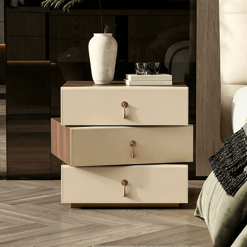 19.7" Luxury Solid Wood Nightstand with Drawers