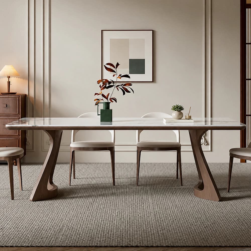 Curved Solid Wood Dining Table lifestyle 1