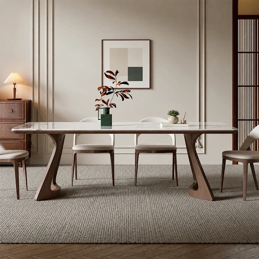 Curved Solid Wood Dining Table lifestyle 2