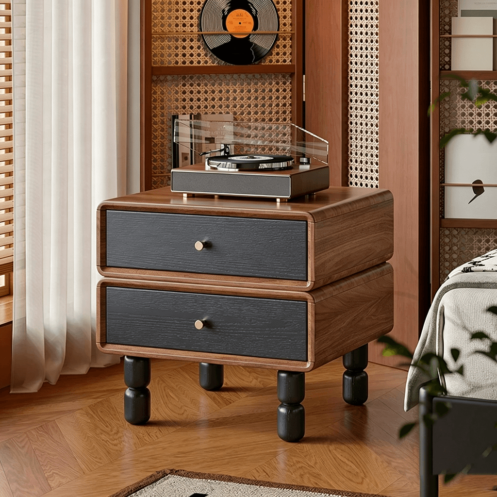 19.7" Mid-Century Modern Solid Wood Nightstand with Drawers