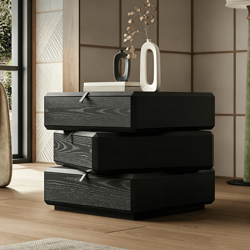 21.7" Contemporary Engineered Wood Nightstand with Drawers
