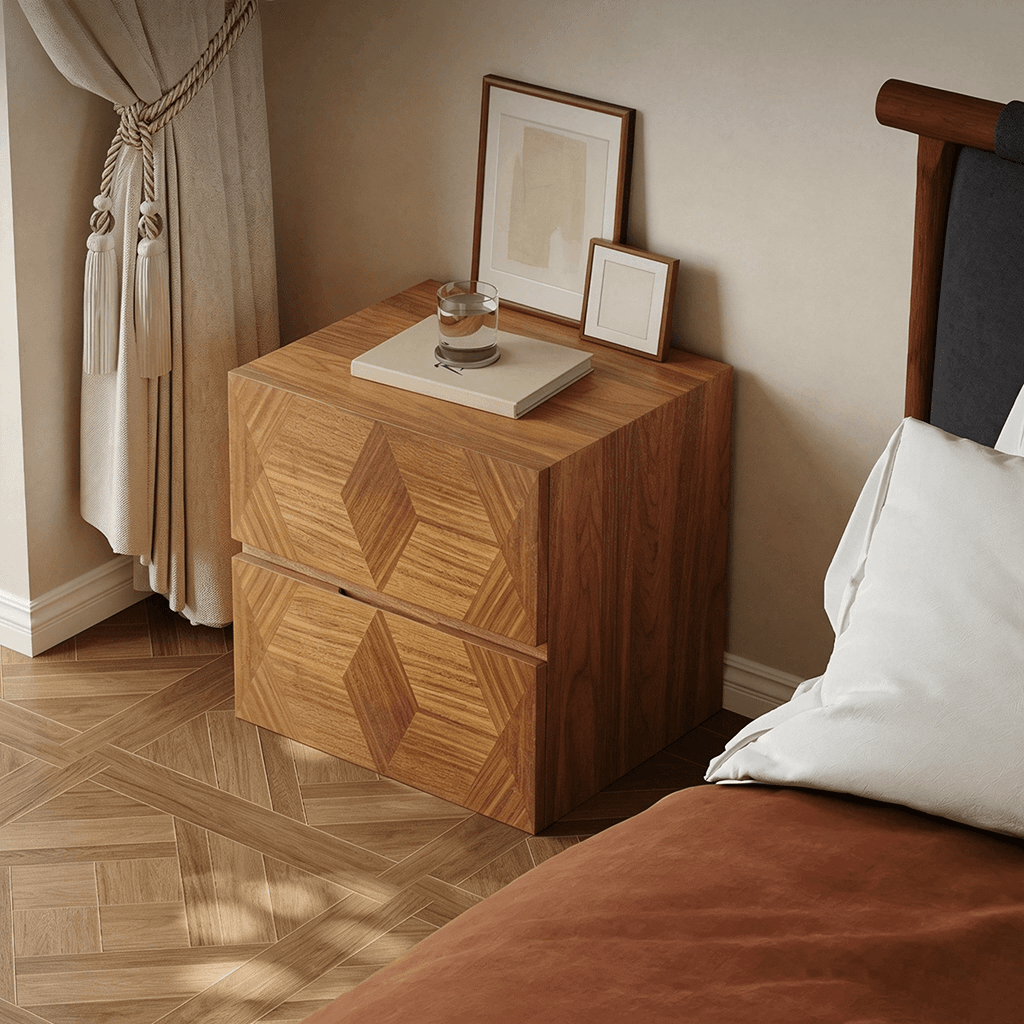 19.7" Modern Plywood Nightstand with Drawers