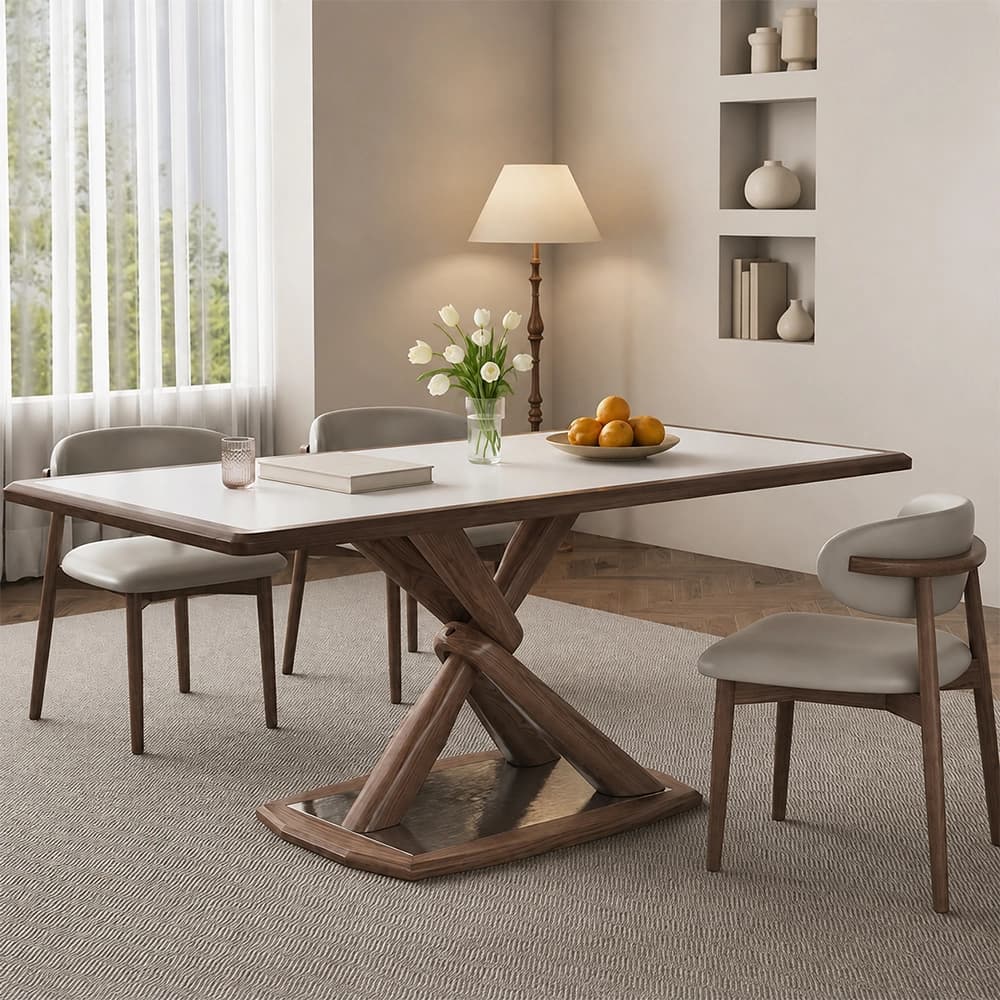 Modern Dining Table with Solid Wood Base lifestyle 3