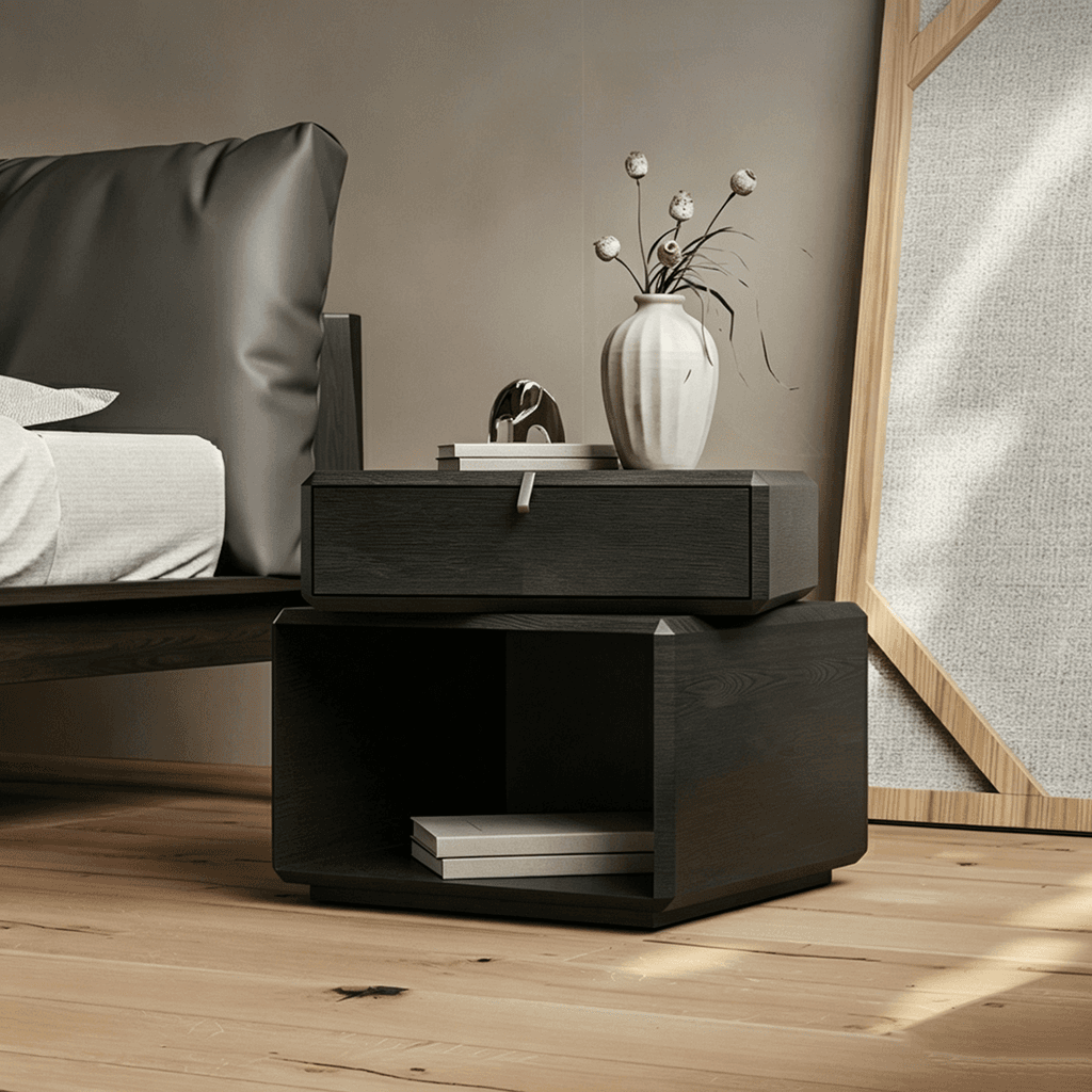 21.7" Modern Engineered Wood Nightstand with Open Shelf