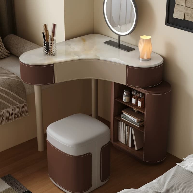 Saddle Leather Corner Vanity lifestyle 1