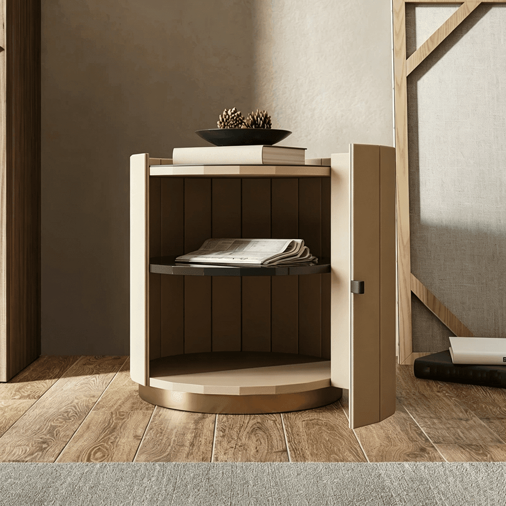 Round Leather Nightstand lifestyle 3