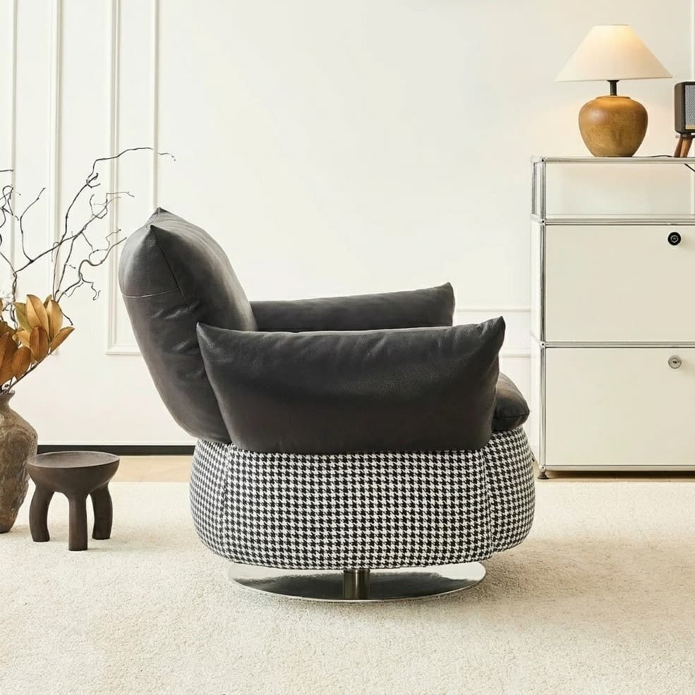 Italian Leather Swivel Lounge Chair lifestyle 3