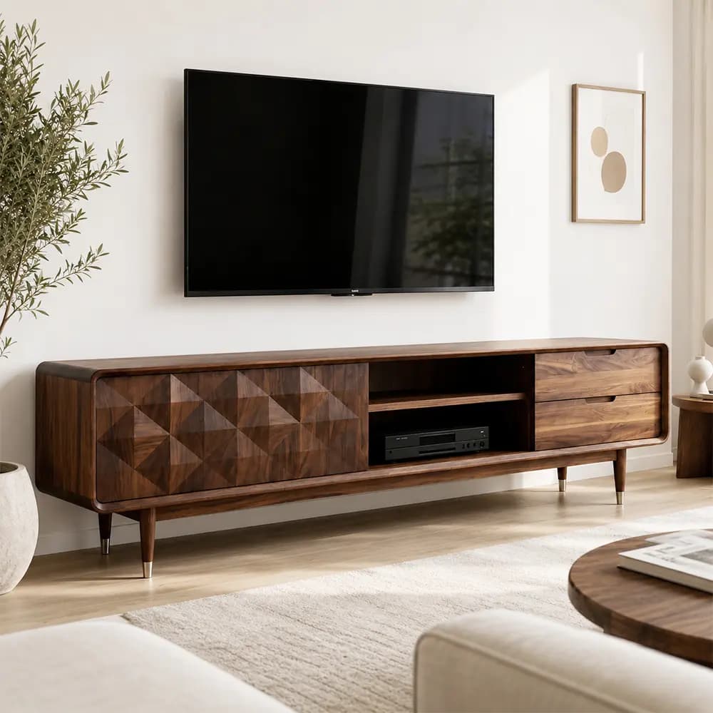 Minimalist Solid Wood TV Stand lifestyle 3