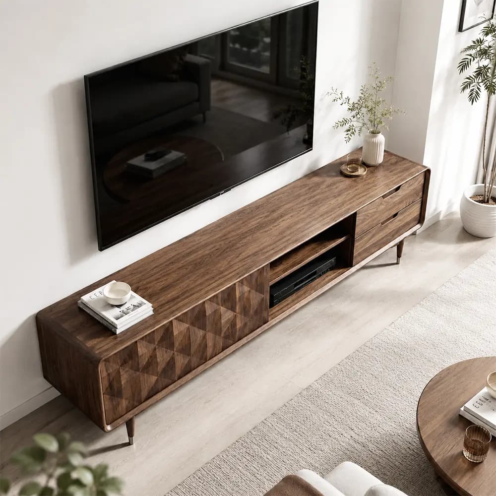 Minimalist Solid Wood TV Stand lifestyle 2