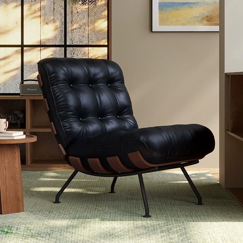 28.7" Mid-Century Modern Leather Curved Sofa