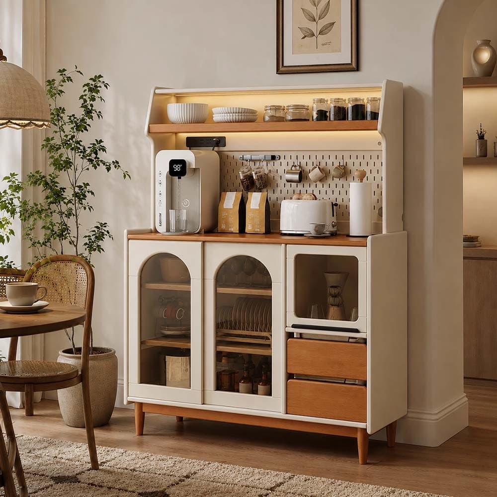 Modern Solid Wood Media Console with LED Lights lifestyle 3