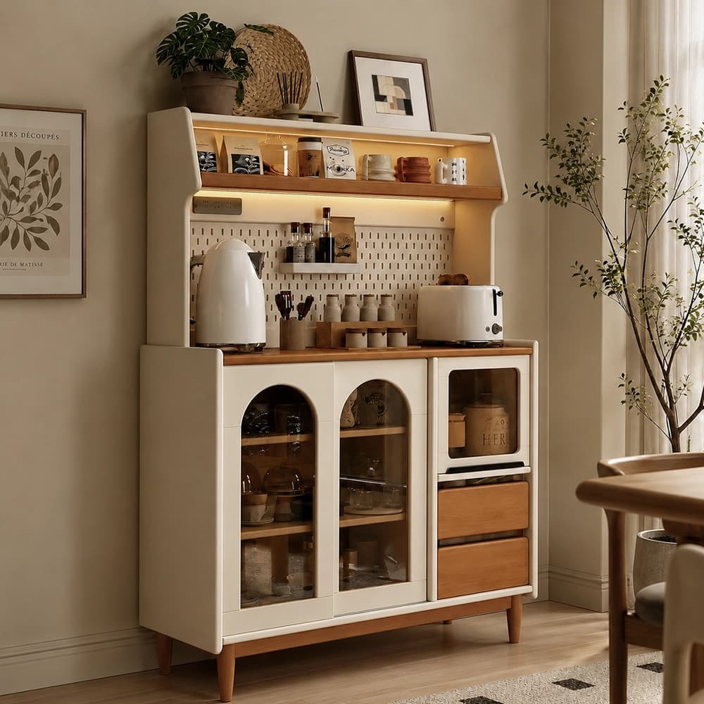 Modern Solid Wood Media Console with LED Lights lifestyle 2