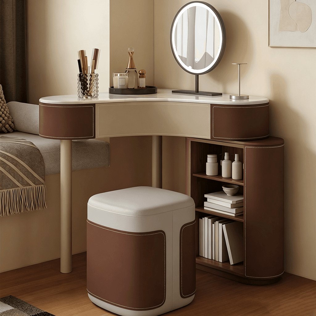 Saddle Leather Corner Vanity lifestyle 2
