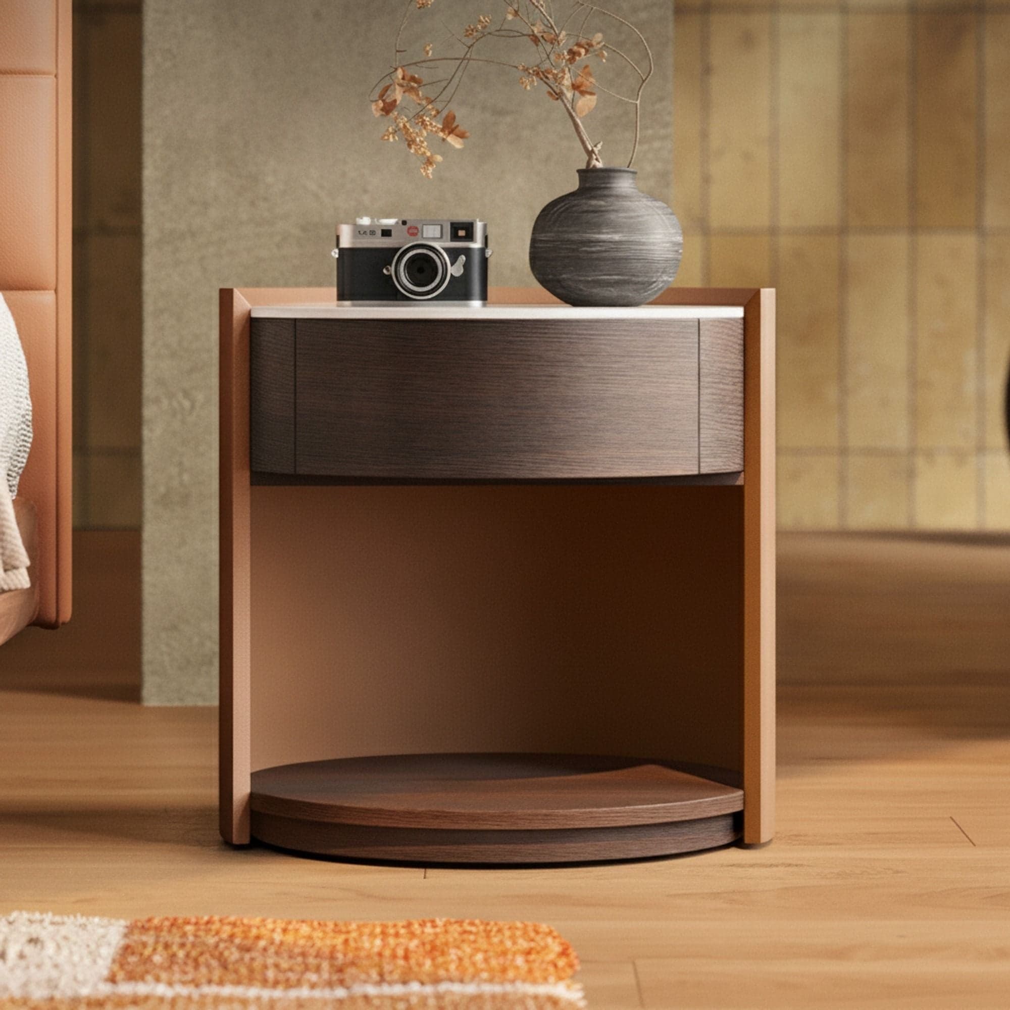 19.7" Organic Modern Plywood Nightstand with Open Shelf