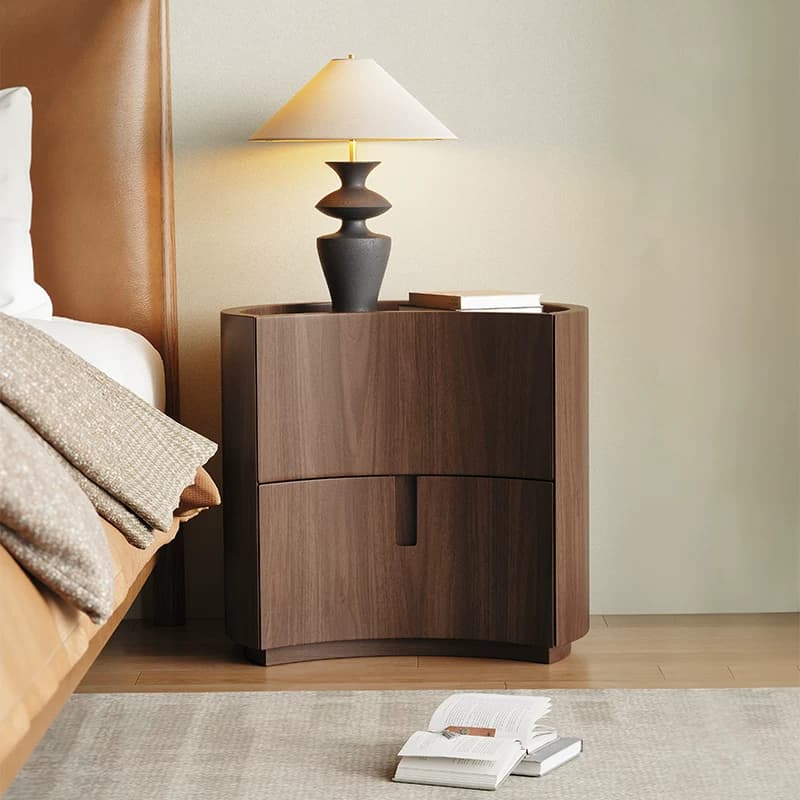 19.7" Organic Modern Solid Wood Nightstand with Drawers