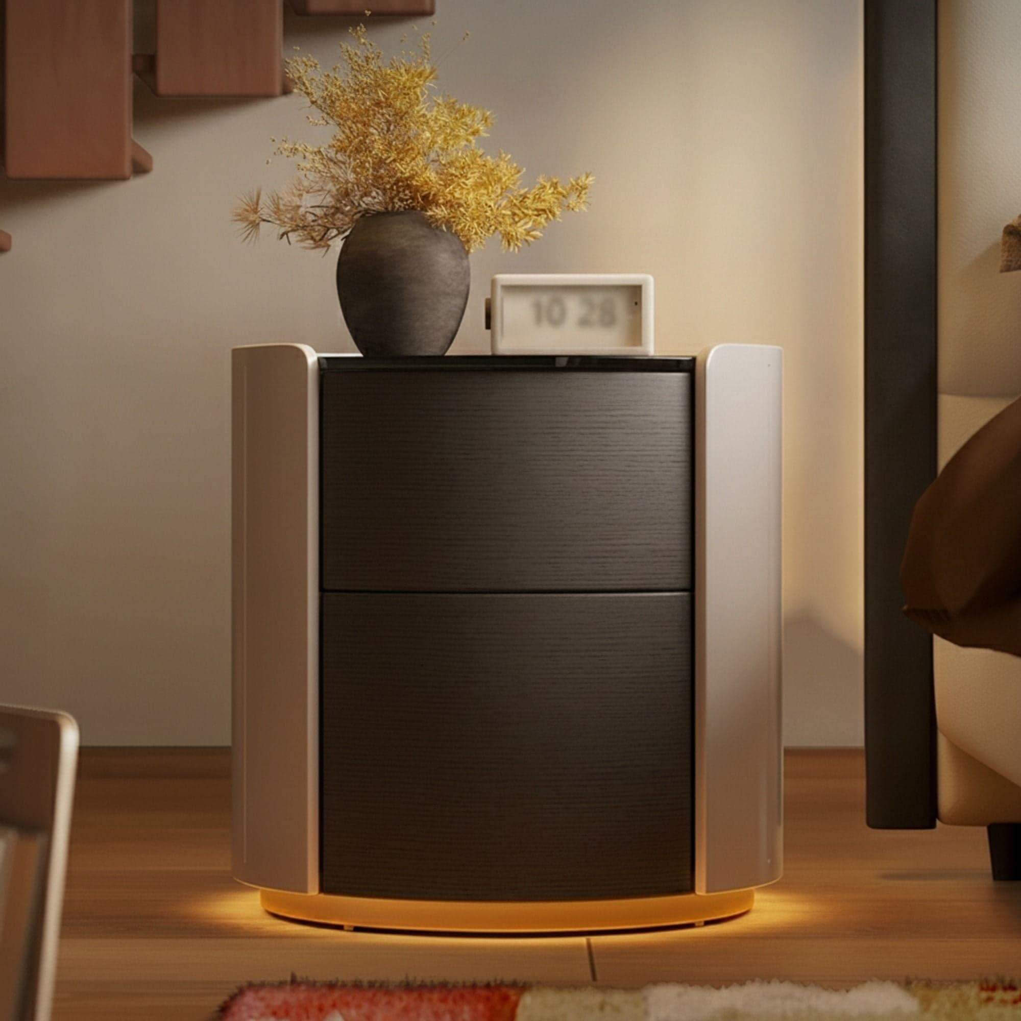 19.3" Contemporary Plywood Nightstand with Drawers