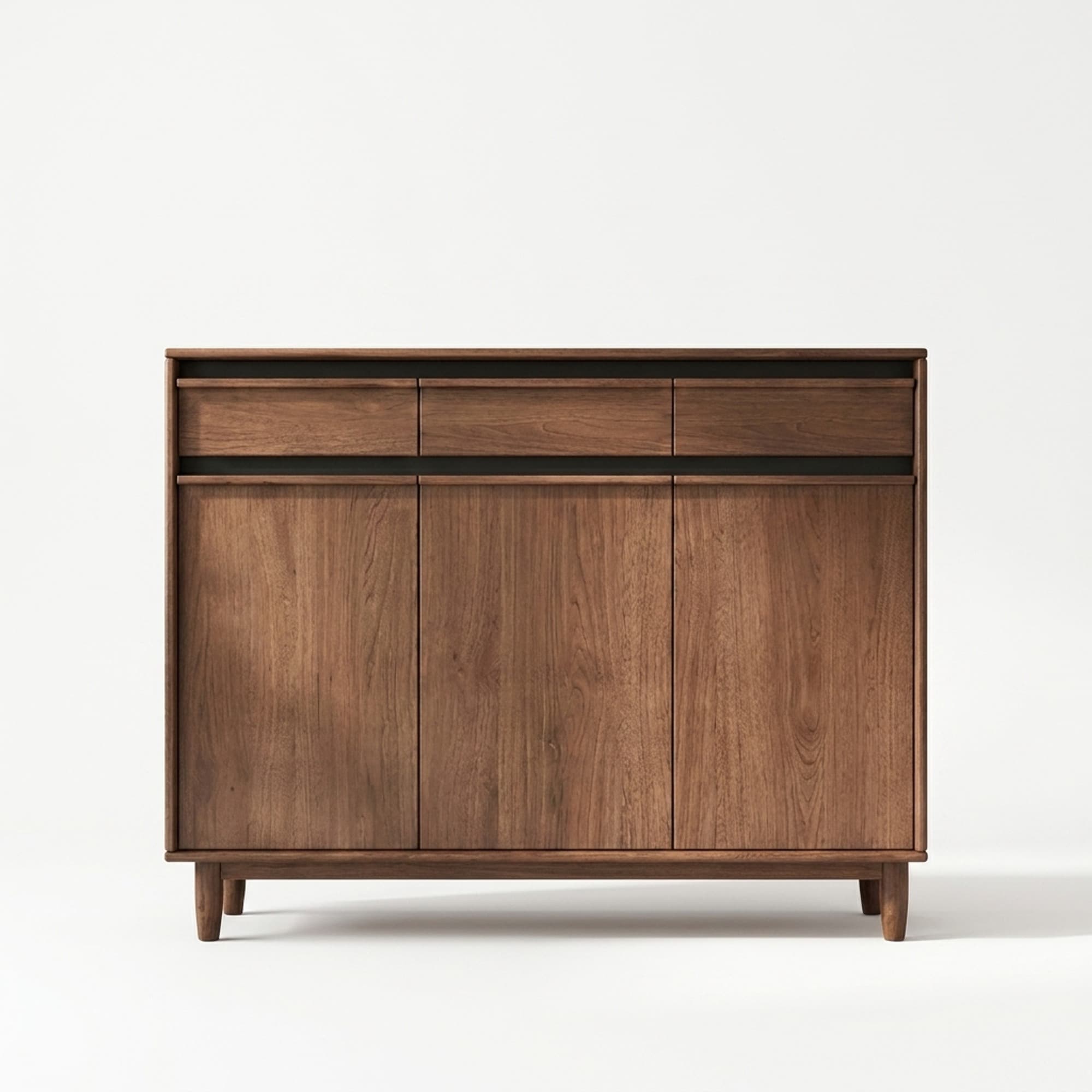 Walnut & Black Sculpted Shoe Cabinet lifestyle 1