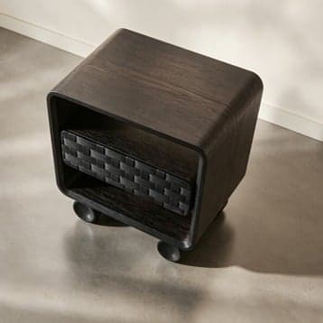19.7" Organic Modern Solid Wood and Ashwood Veneer Nightstand with Drawers