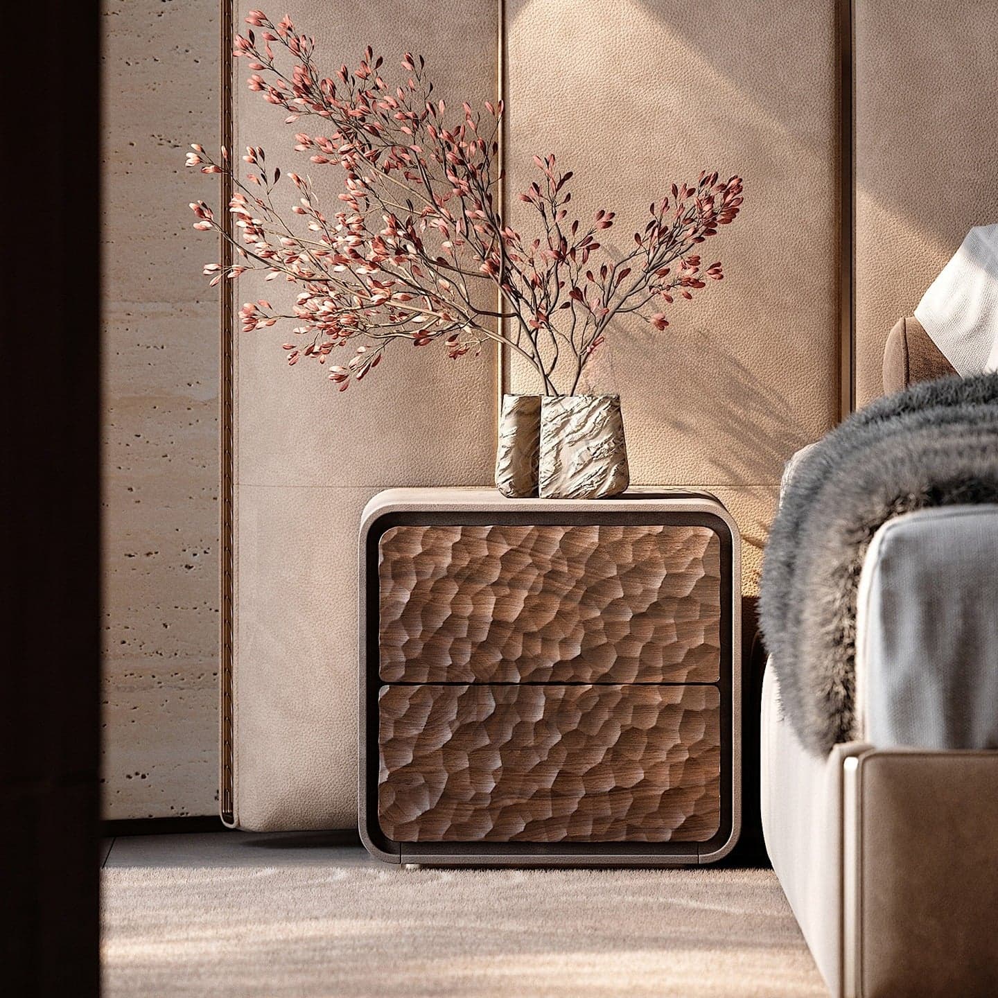 Textured Leather Nightstand lifestyle 3