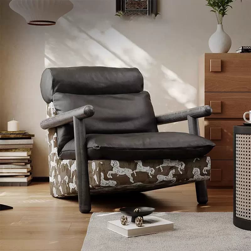 Sculptural Genuine Leather Lounge Chair lifestyle 3